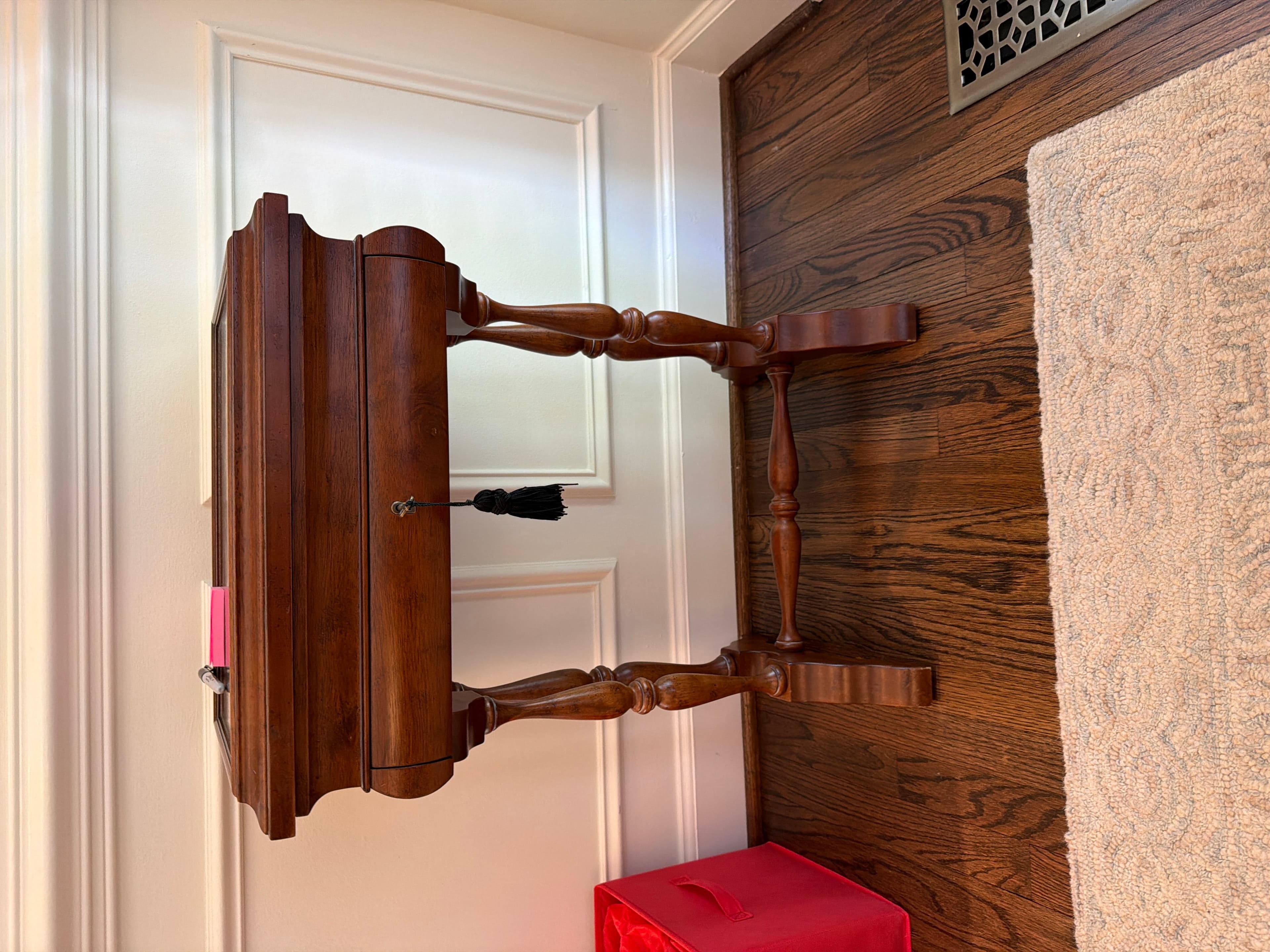 Vintage Wooden Side Table with Turned Legs and Drawer - Image 1