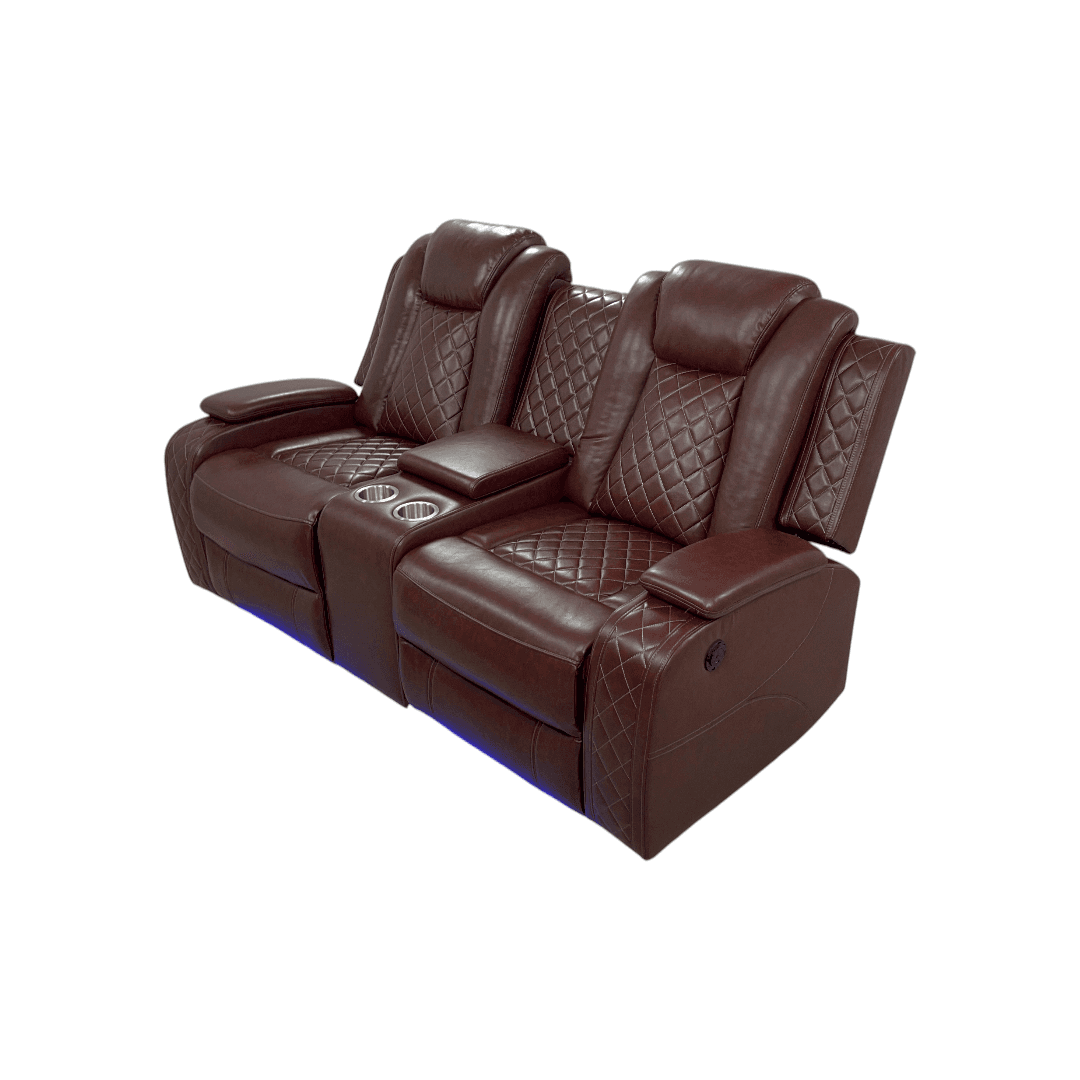 Wrought Studio Breathing Leather Power Reclining Living Room Loveseat With Middle Console - Thumbnail 3