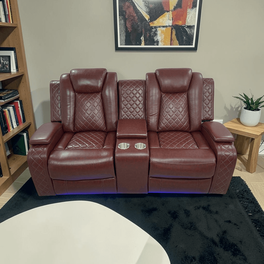 Wrought Studio Breathing Leather Power Reclining Living Room Loveseat With Middle Console - Image 1