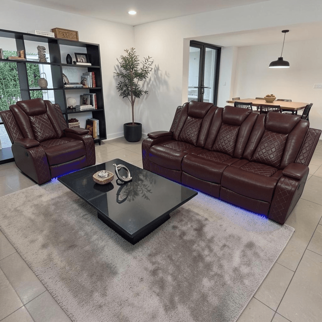 Winston Porter Charolett Breathing Leather Power Recliner Sofa with USB Ports Couch and Chair Set - Image 1