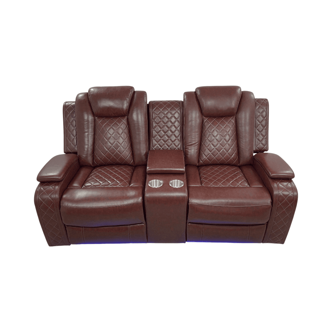 Wrought Studio Breathing Leather Power Reclining Living Room Loveseat With Middle Console - Thumbnail 2