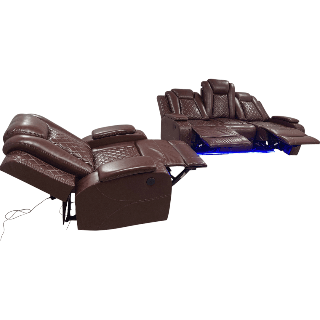 Winston Porter Charolett Breathing Leather Power Recliner Sofa with USB Ports Couch and Chair Set - Thumbnail 10