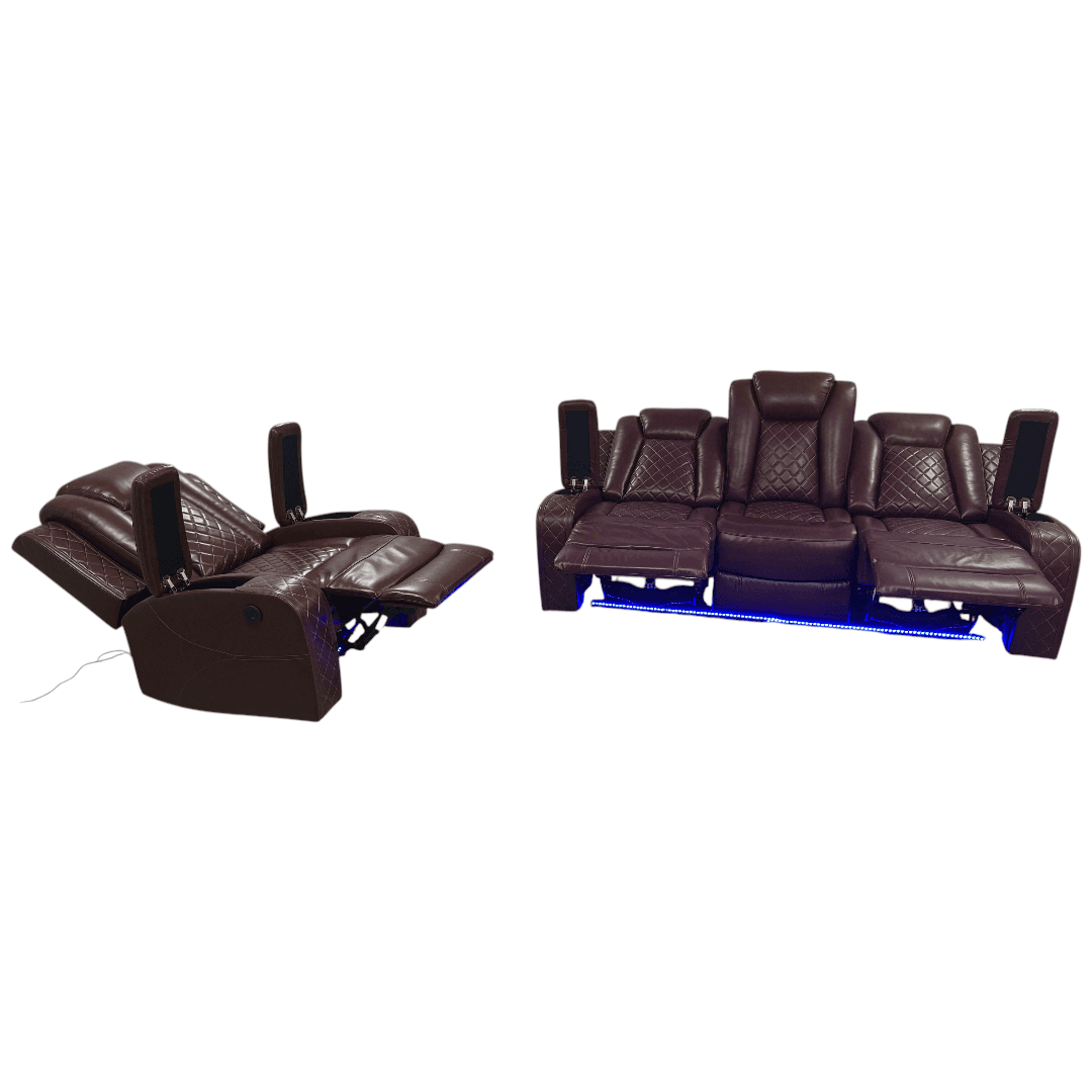 Winston Porter Charolett Breathing Leather Power Recliner Sofa with USB Ports Couch and Chair Set - Thumbnail 12