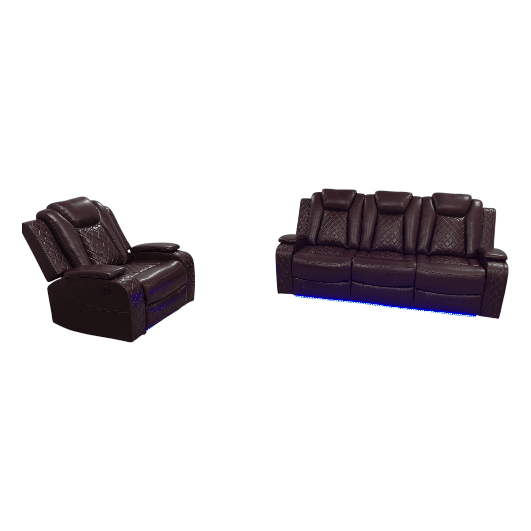 Winston Porter Charolett Breathing Leather Power Recliner Sofa with USB Ports Couch and Chair Set - Thumbnail 6