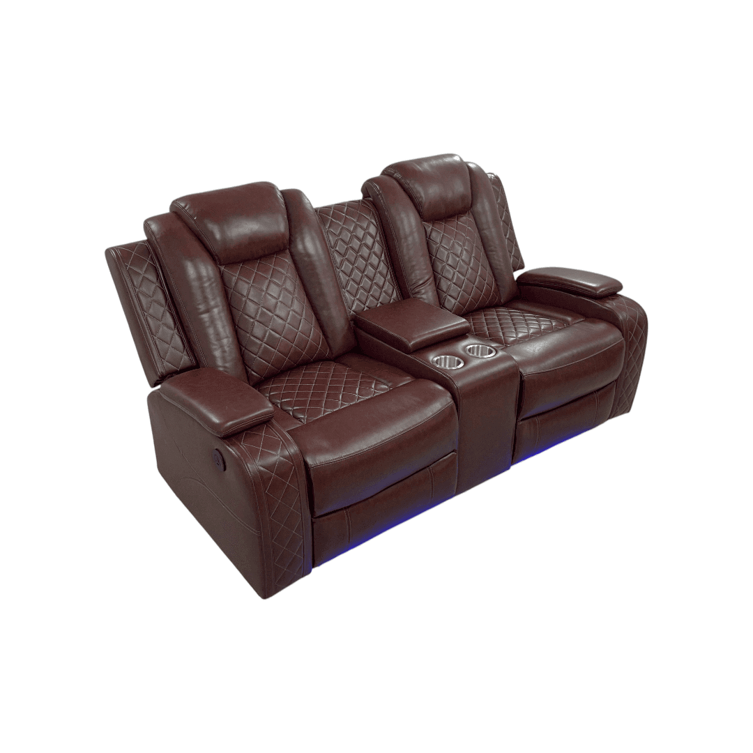 Wrought Studio Breathing Leather Power Reclining Living Room Loveseat With Middle Console - Thumbnail 4