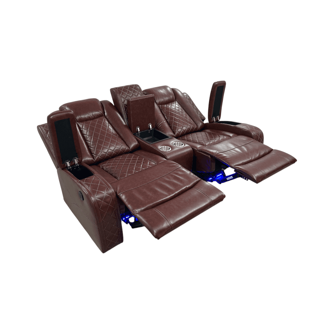 Wrought Studio Breathing Leather Power Reclining Living Room Loveseat With Middle Console - Thumbnail 16