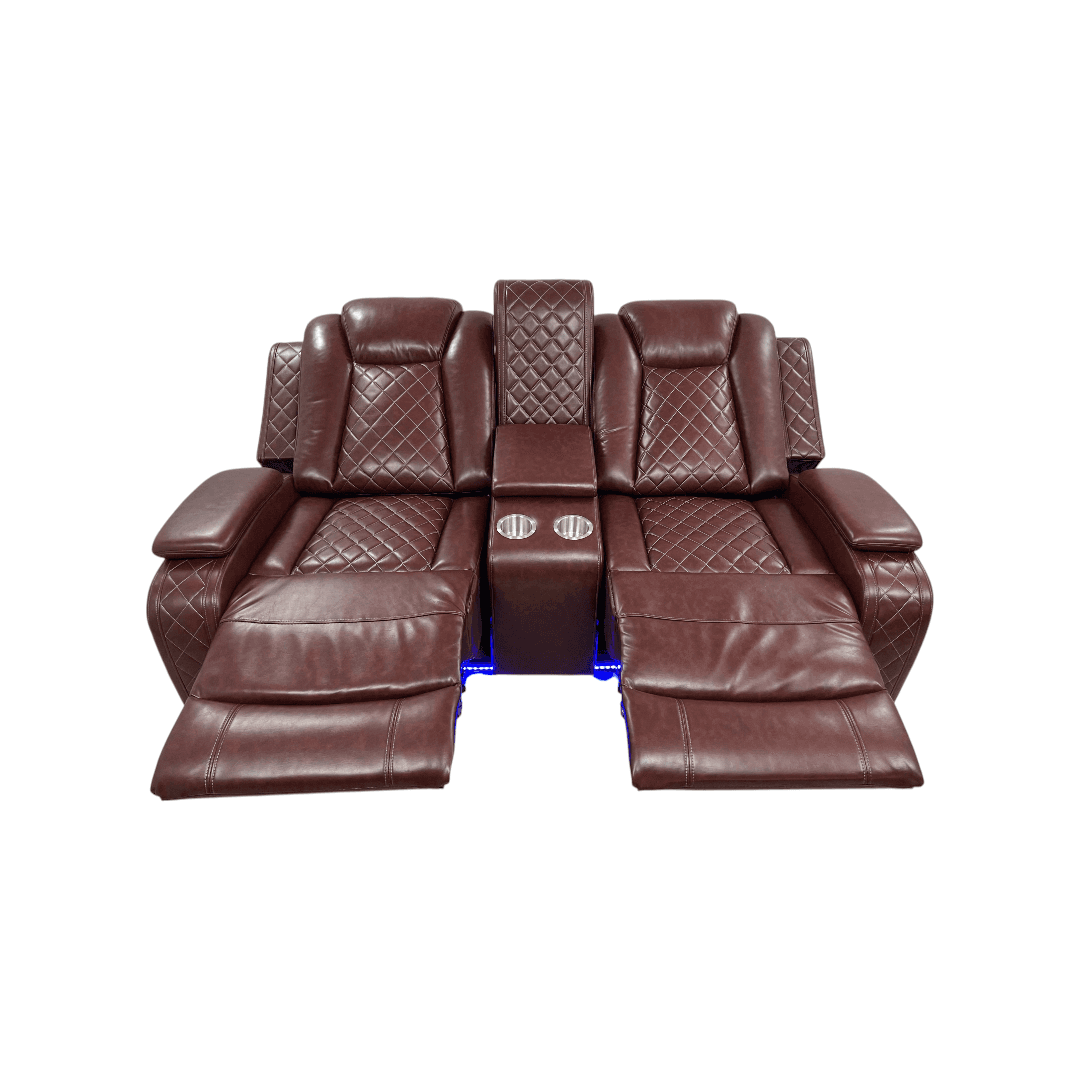 Wrought Studio Breathing Leather Power Reclining Living Room Loveseat With Middle Console - Thumbnail 8