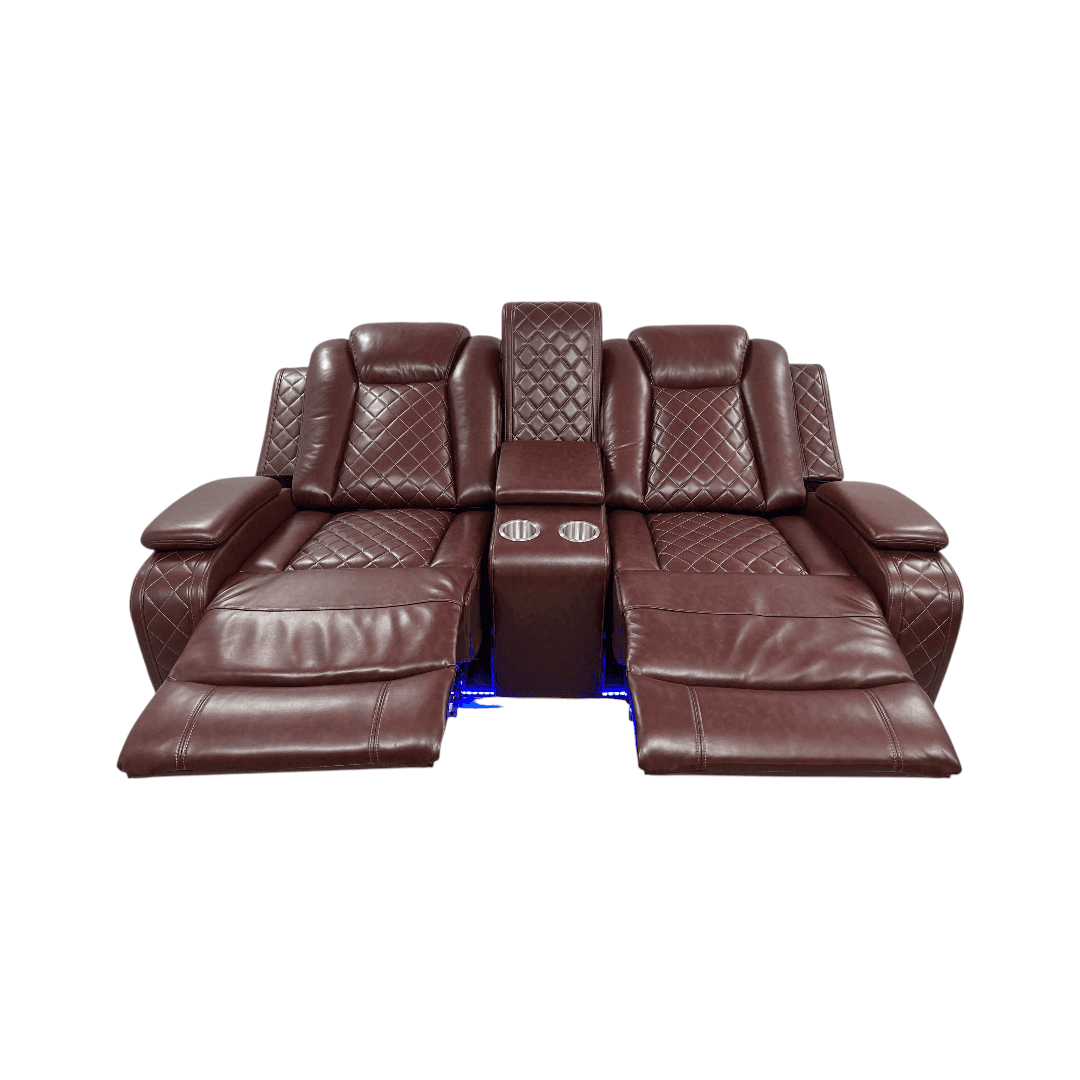 Wrought Studio Breathing Leather Power Reclining Living Room Loveseat With Middle Console - Thumbnail 7