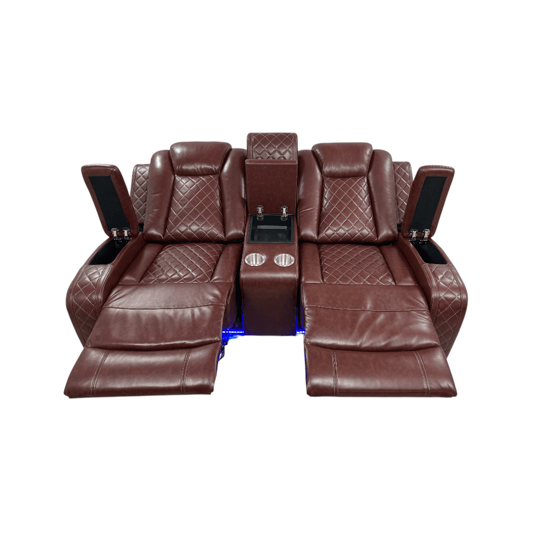 Wrought Studio Breathing Leather Power Reclining Living Room Loveseat With Middle Console - Thumbnail 15