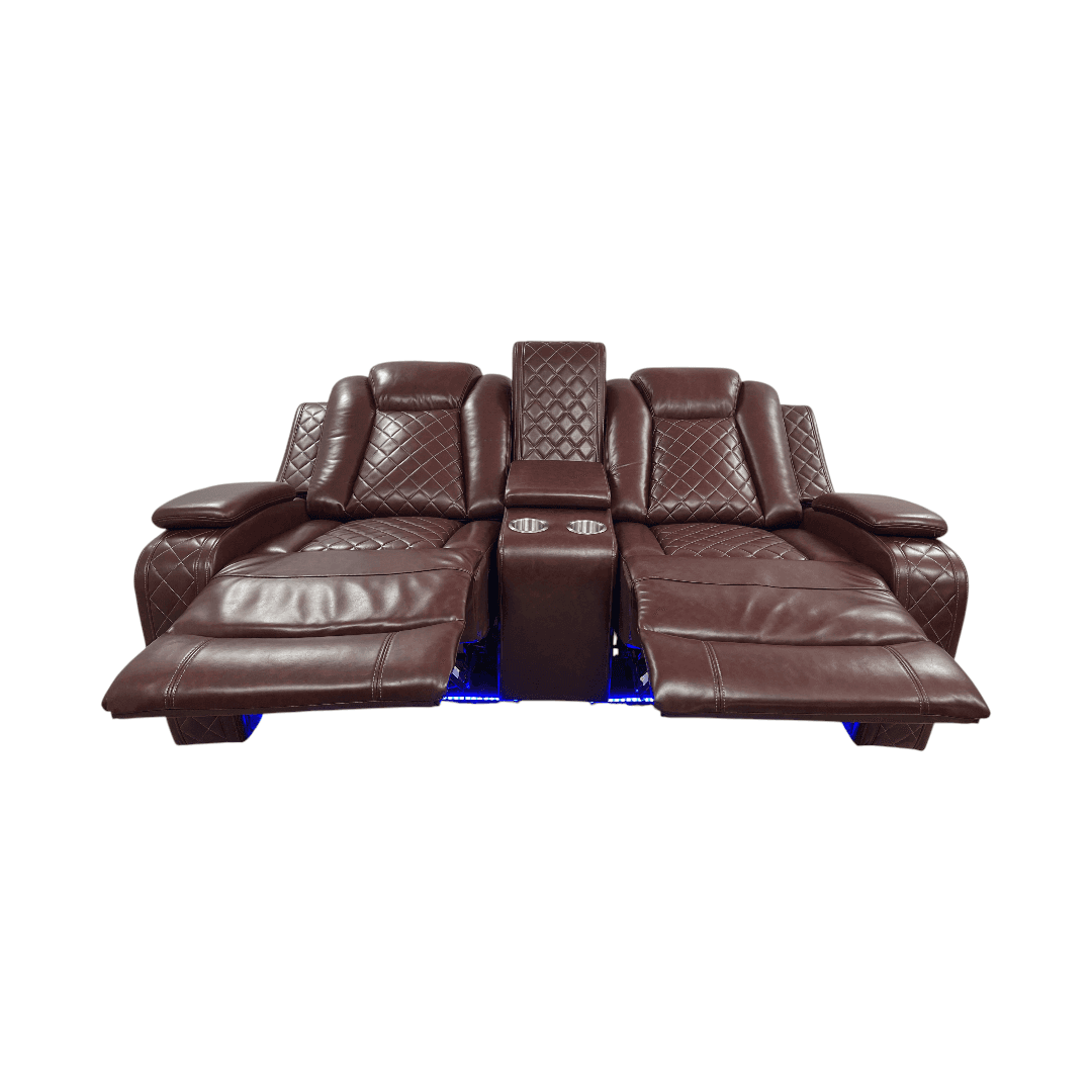 Wrought Studio Breathing Leather Power Reclining Living Room Loveseat With Middle Console - Thumbnail 9