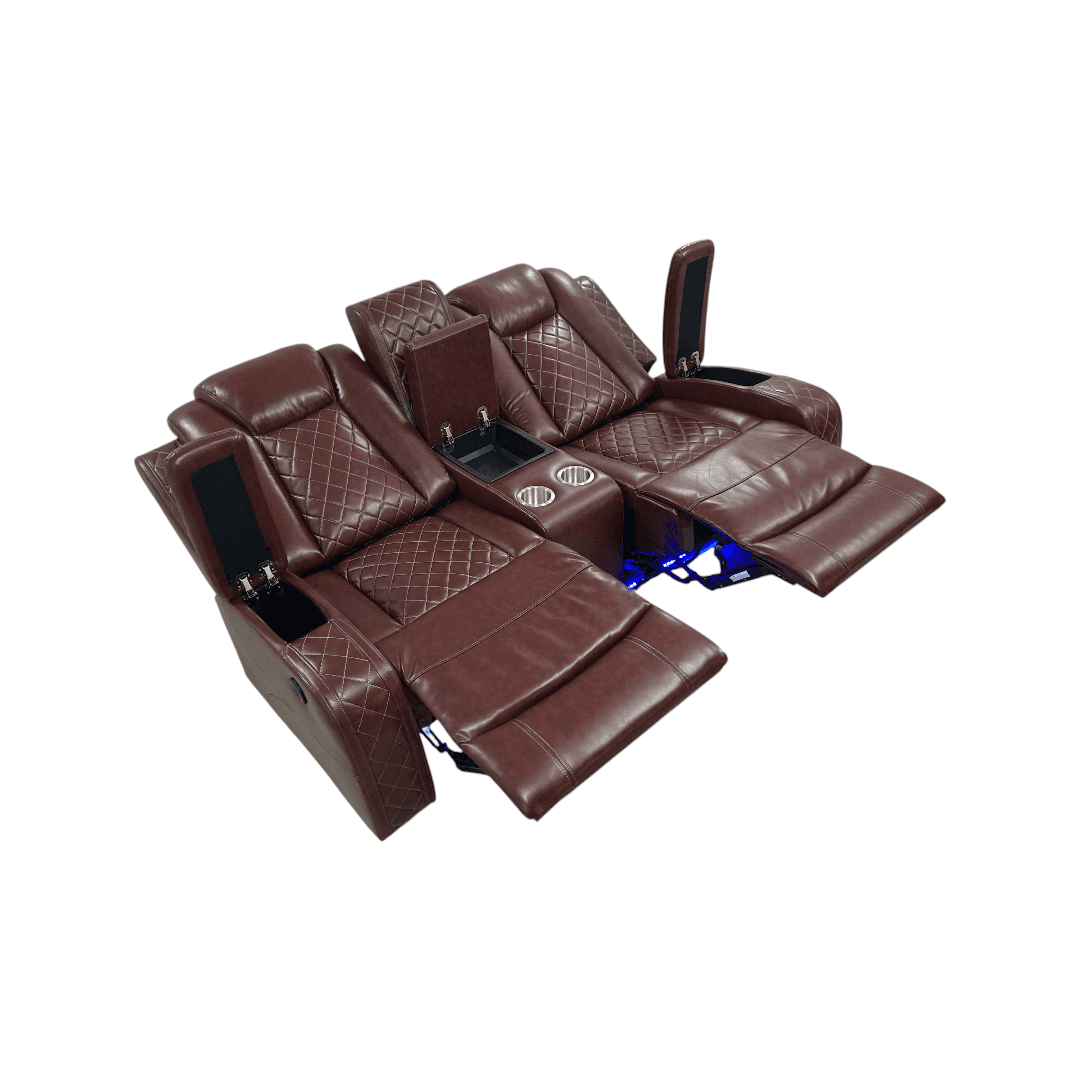 Wrought Studio Breathing Leather Power Reclining Living Room Loveseat With Middle Console - Thumbnail 17