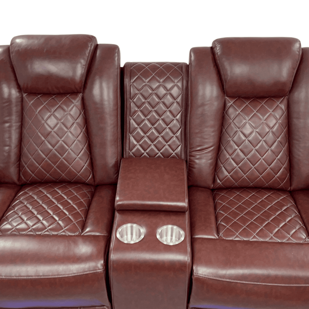 Wrought Studio Breathing Leather Power Reclining Living Room Loveseat With Middle Console - Thumbnail 22