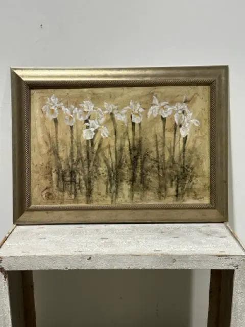 White Iris Canvas Print In Gold Frame - Image 1