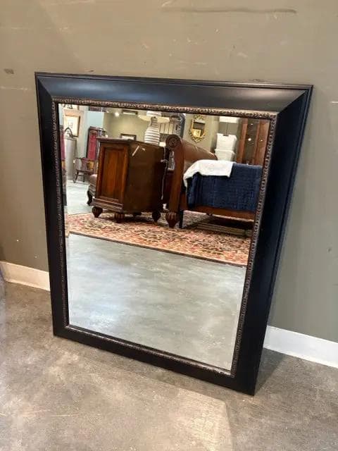 Black And Gold Framed Beveled Mirror - Image 1