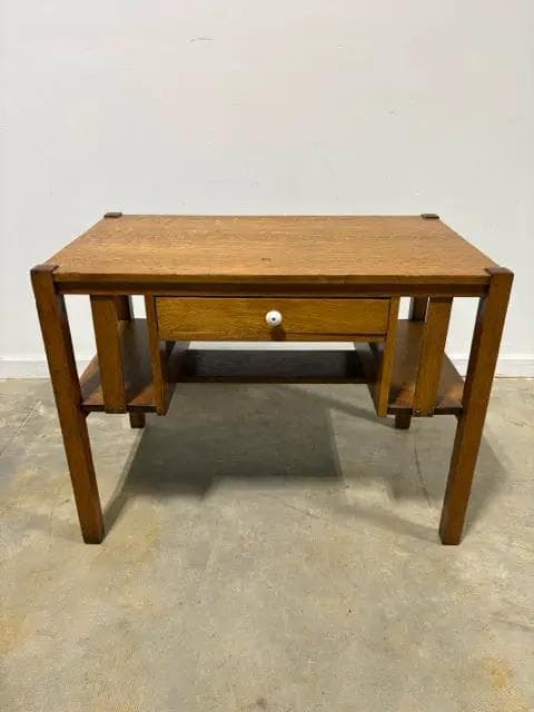 Mission Style Oak Desk With One Drawer And 2 Shelves - Image 1