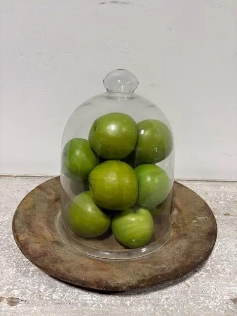 Iron Plate With Glass Cloche And Green Apples - Image 1
