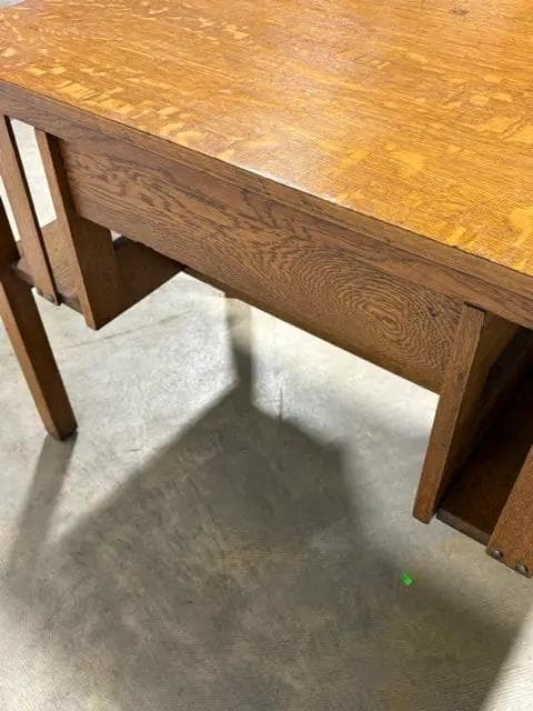 Mission Style Oak Desk With One Drawer And 2 Shelves - Thumbnail 5