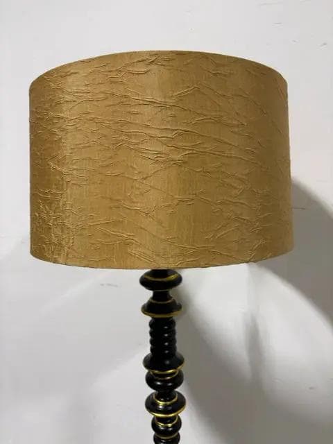 Black And Gold Turned Wood Hollywood Regency Style Floor Lamp - Thumbnail 3