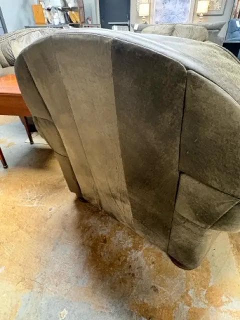 Lane Brown Leather Chair And Ottoman With Brass Nailheads - Thumbnail 5