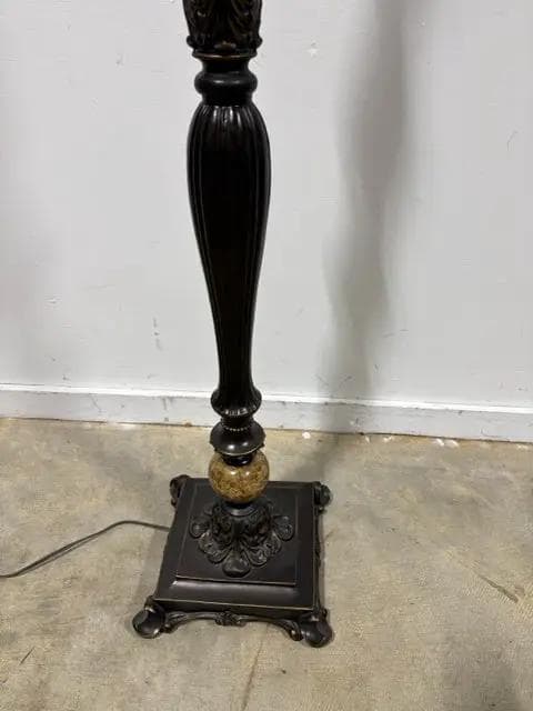 Bronze Torchiere Floor Lamp With Glass Shade - Thumbnail 3