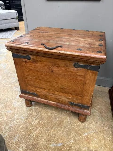 Rustic Wooden Chest With Nailheads - Image 1