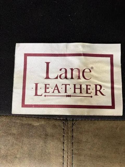 Lane Brown Leather Loveseat With Brass Nailheads - Thumbnail 3