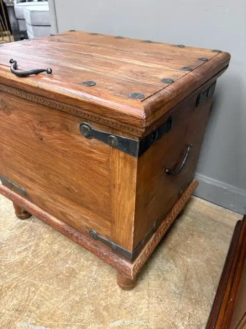 Rustic Wooden Chest With Nailheads - Thumbnail 2