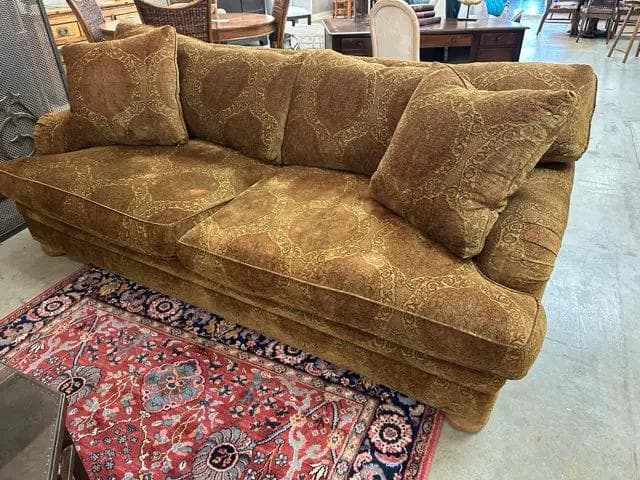 Gold, Red And Brown Medallion Design Down Sofa - Image 1