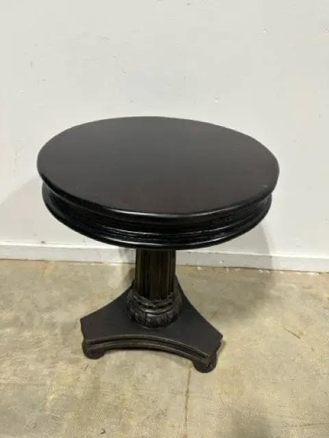 Round Dark Wood Pedestal Table - Image 1