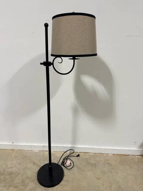 Black Floor Lamp with Black & Taupe Shade - Image 1