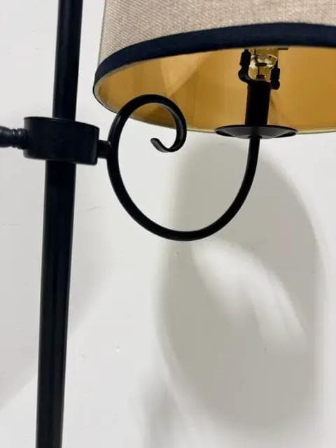 Black Floor Lamp with Black & Taupe Shade - Thumbnail 3