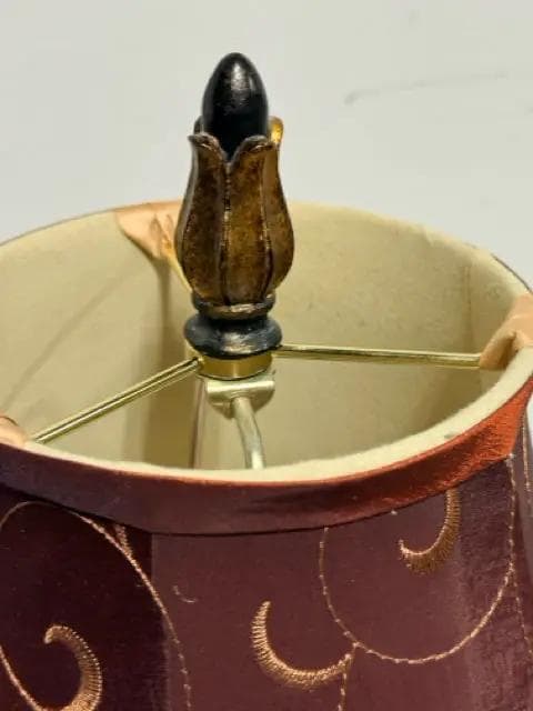 Copper & Black Table Lamp with Maroon & Copper Shade - Thumbnail 3