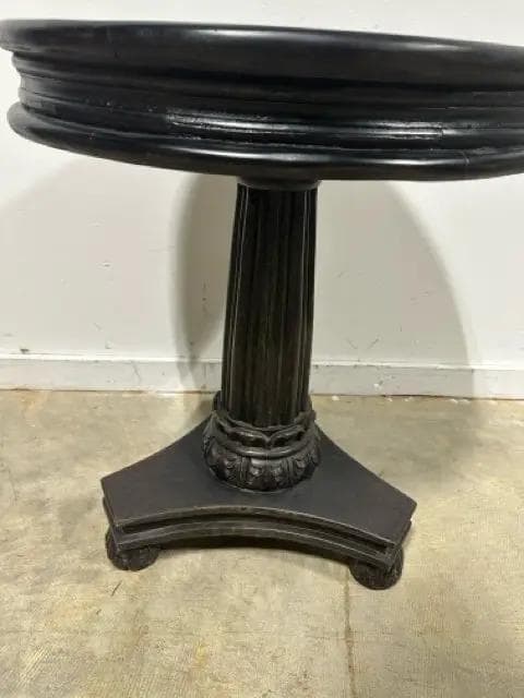 Round Dark Wood Pedestal Table - Thumbnail 2