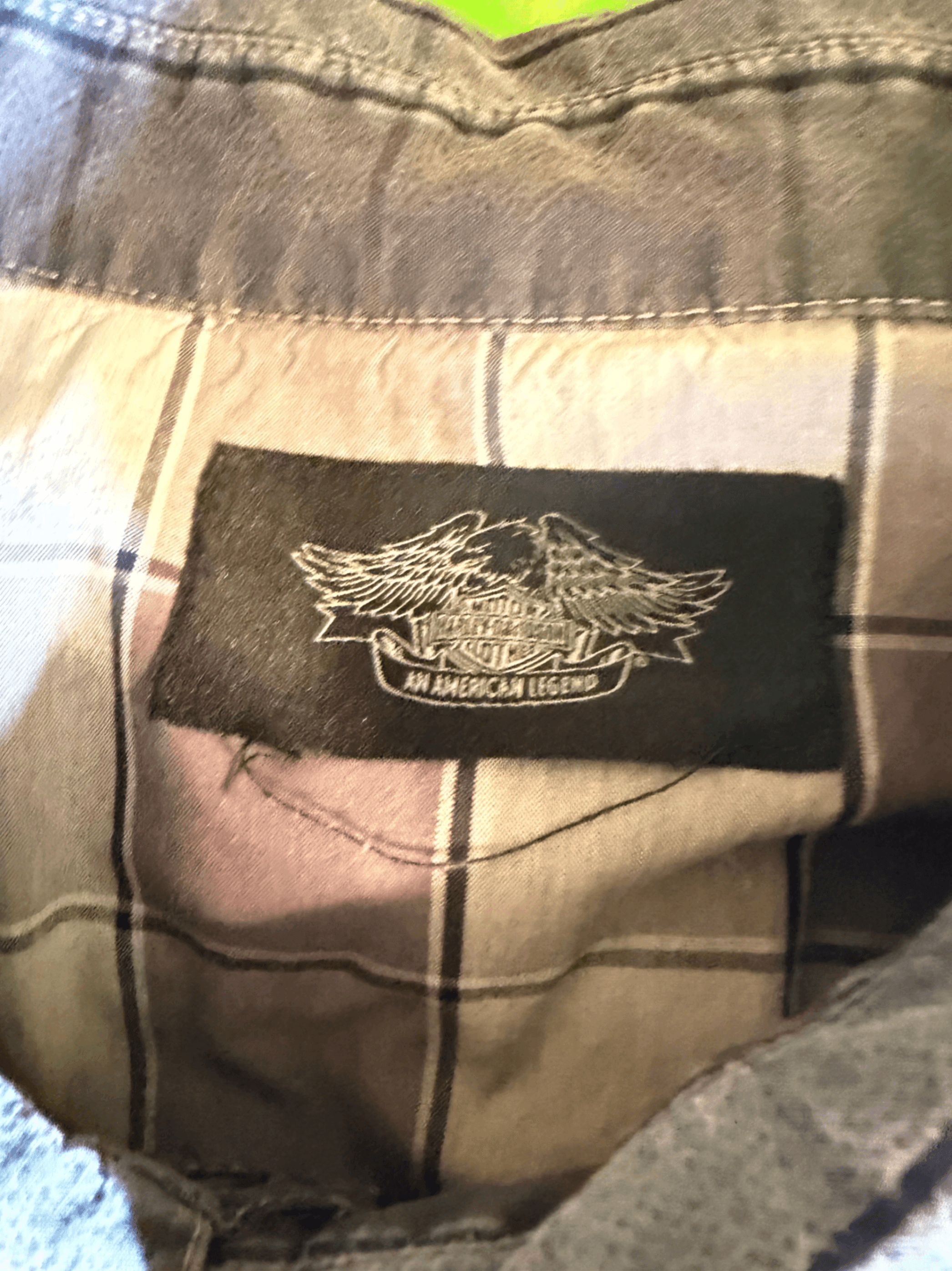 TITLE Harley Davidson Mens Pearl Snap Shirt Western Biker Plaid Gray Long Sleeve - Thumbnail 3