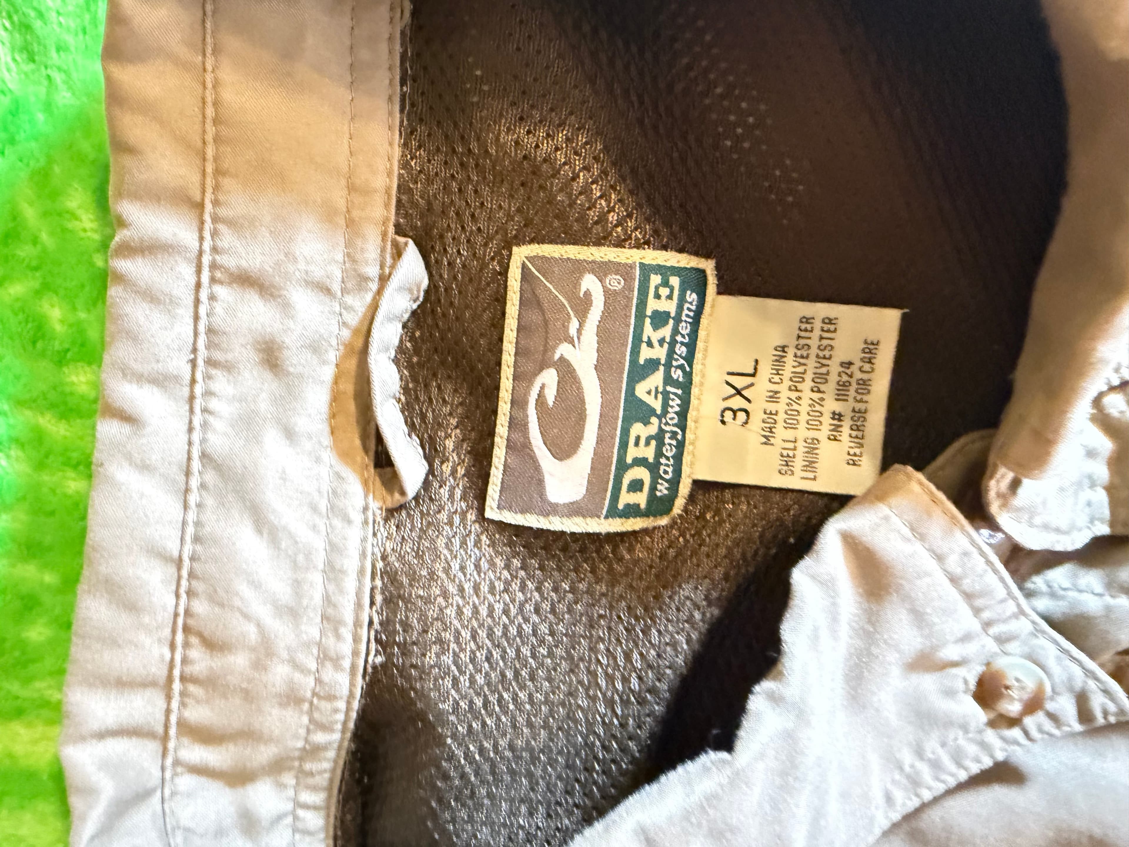 TITLE Drake Waterfowl Mens 3XL Vented Fishing Shirt Tan Louisiana Duck SS - Thumbnail 3