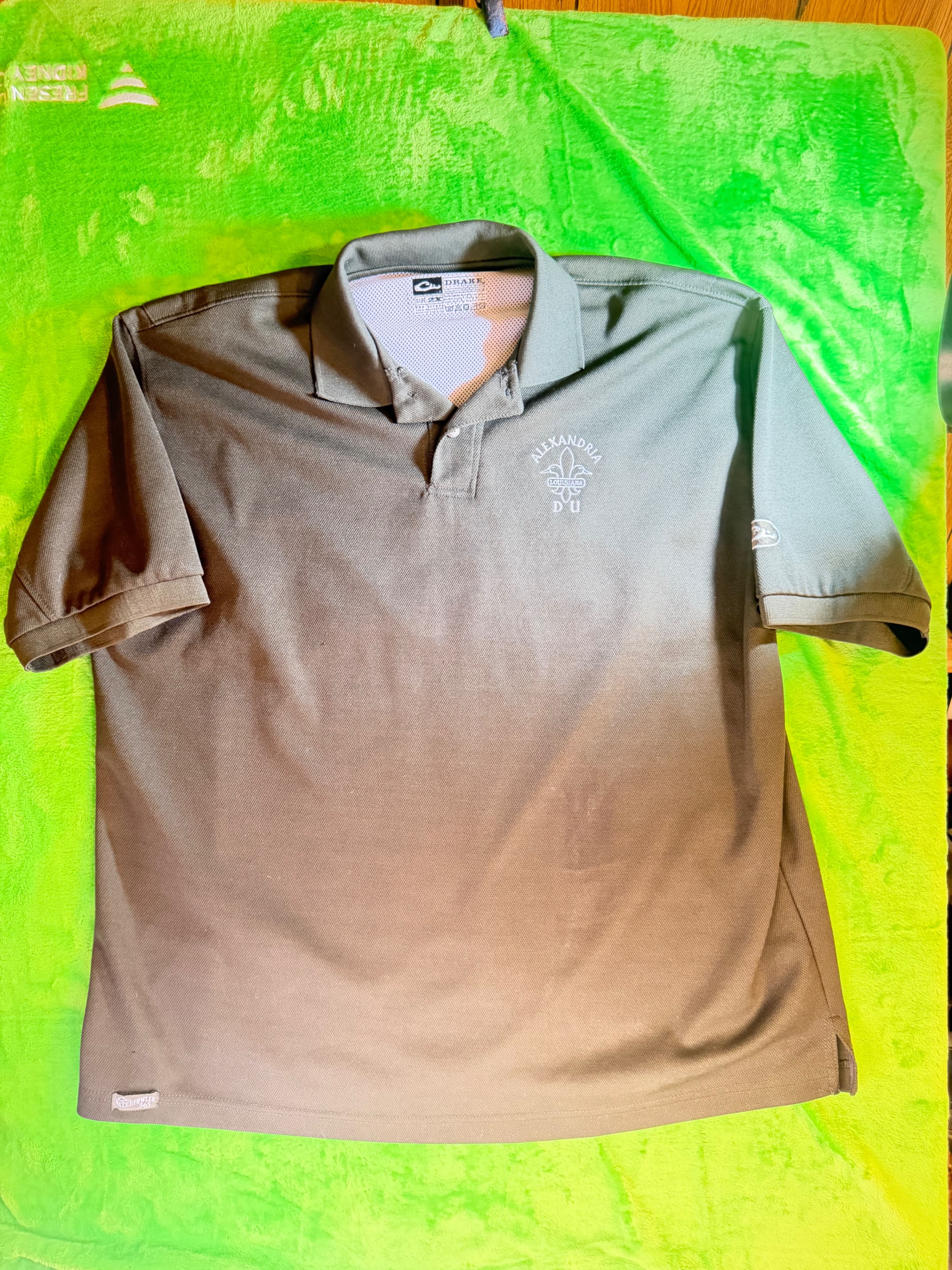 Drake Waterfowl Mens 2X Polo Olive Ducks Unlimited Louisiana SS Hunting - Image 1