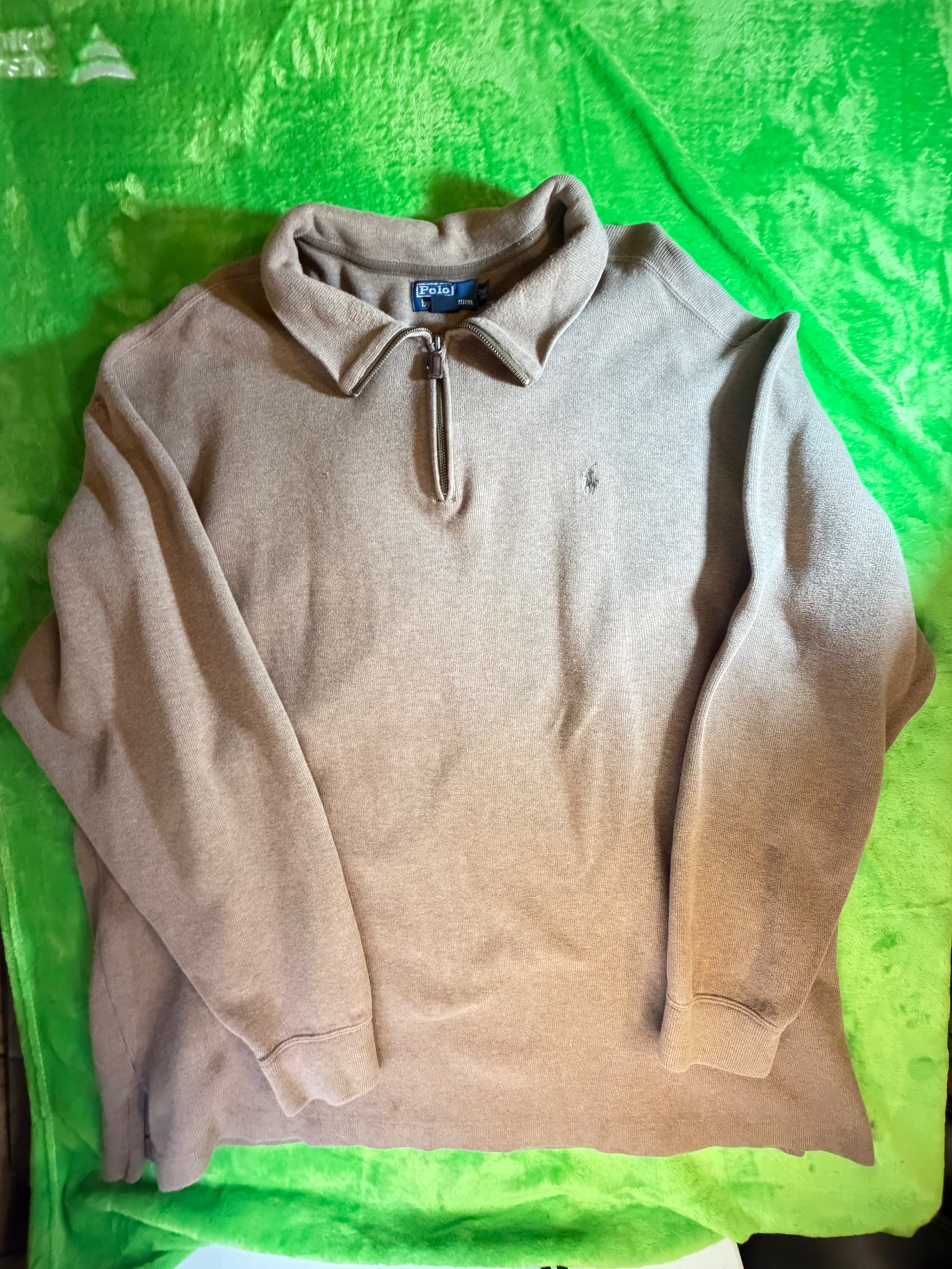 Polo Ralph Lauren Men's Zip-Up Sweater, Size Large, Tan - Image 1