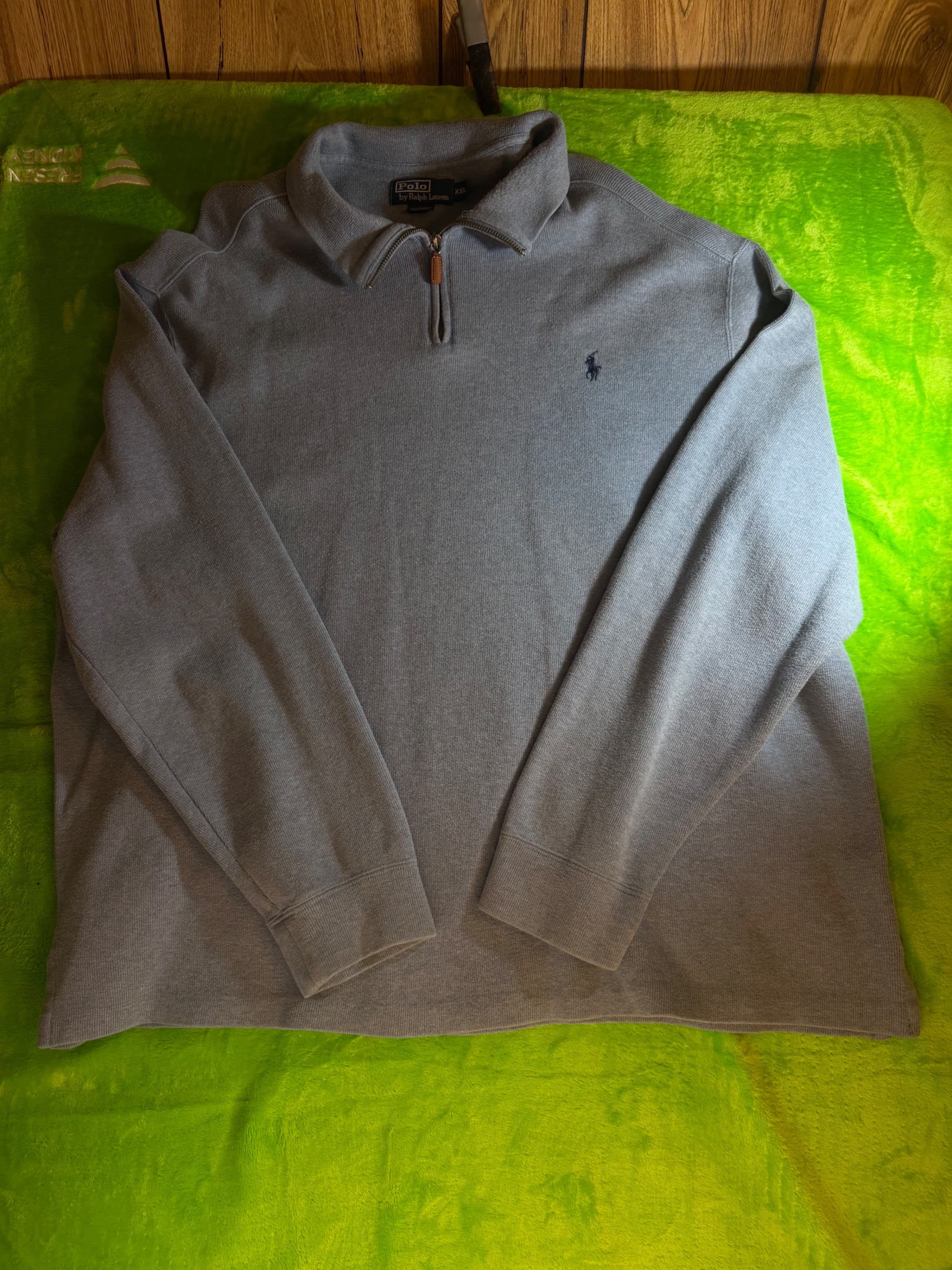 Polo Ralph Lauren Mens XXL 1/4 Zip Pullover Light Blue Estate Rib Pony Sweater - Thumbnail 4