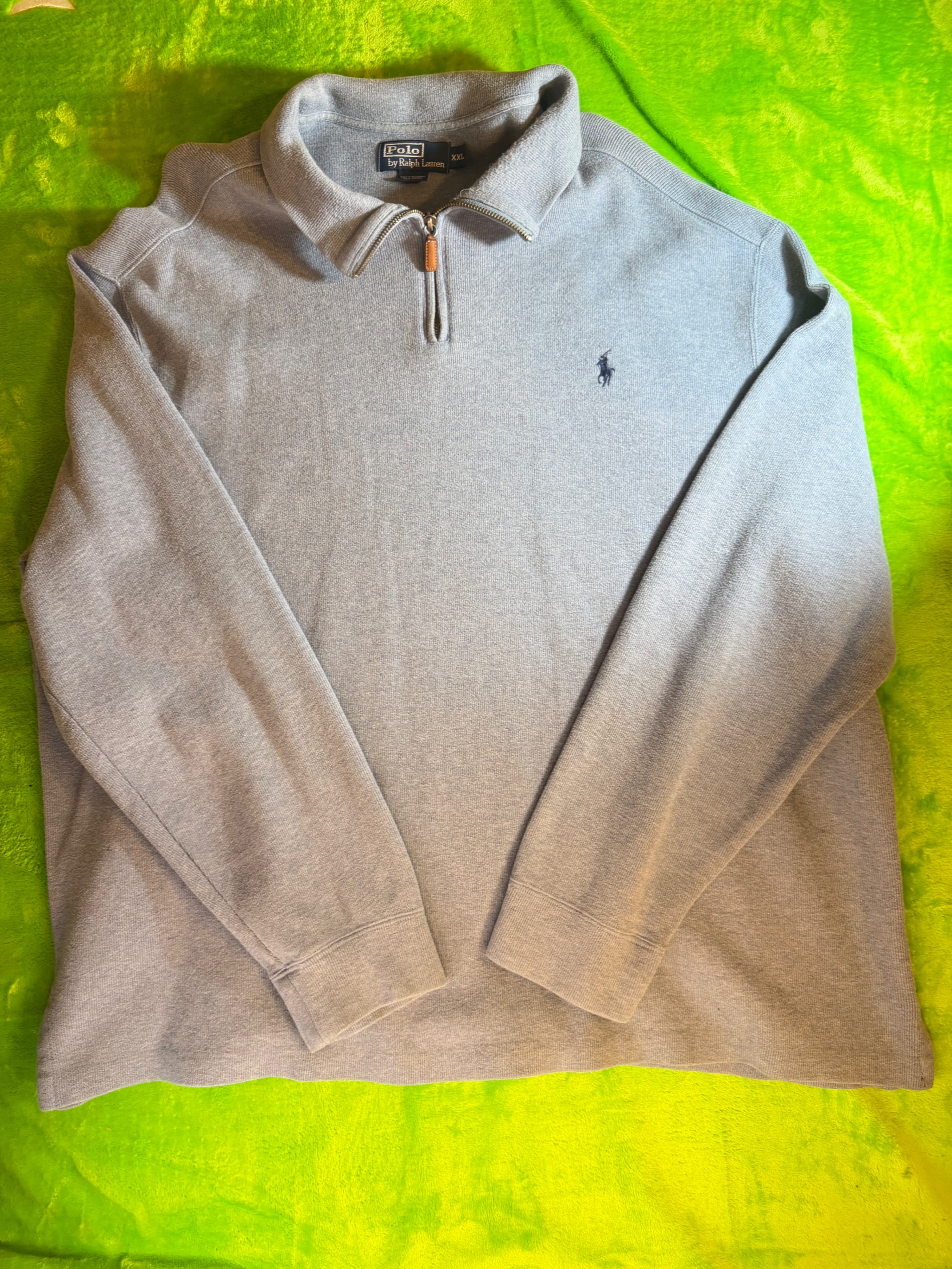 Polo Ralph Lauren Mens XXL 1/4 Zip Pullover Light Blue Estate Rib Pony Sweater - Thumbnail 3