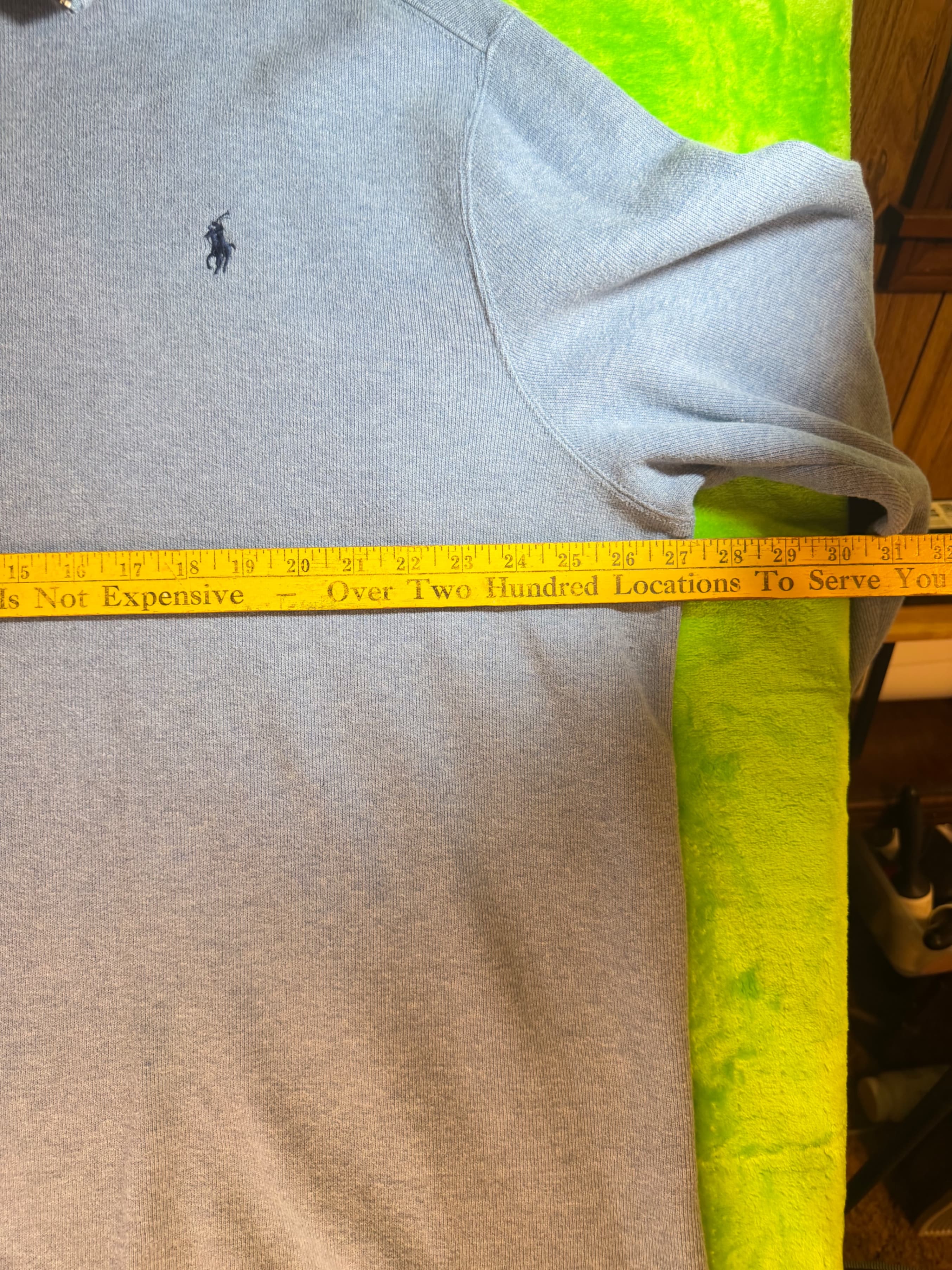 Polo Ralph Lauren Mens XXL 1/4 Zip Pullover Light Blue Estate Rib Pony Sweater - Thumbnail 6