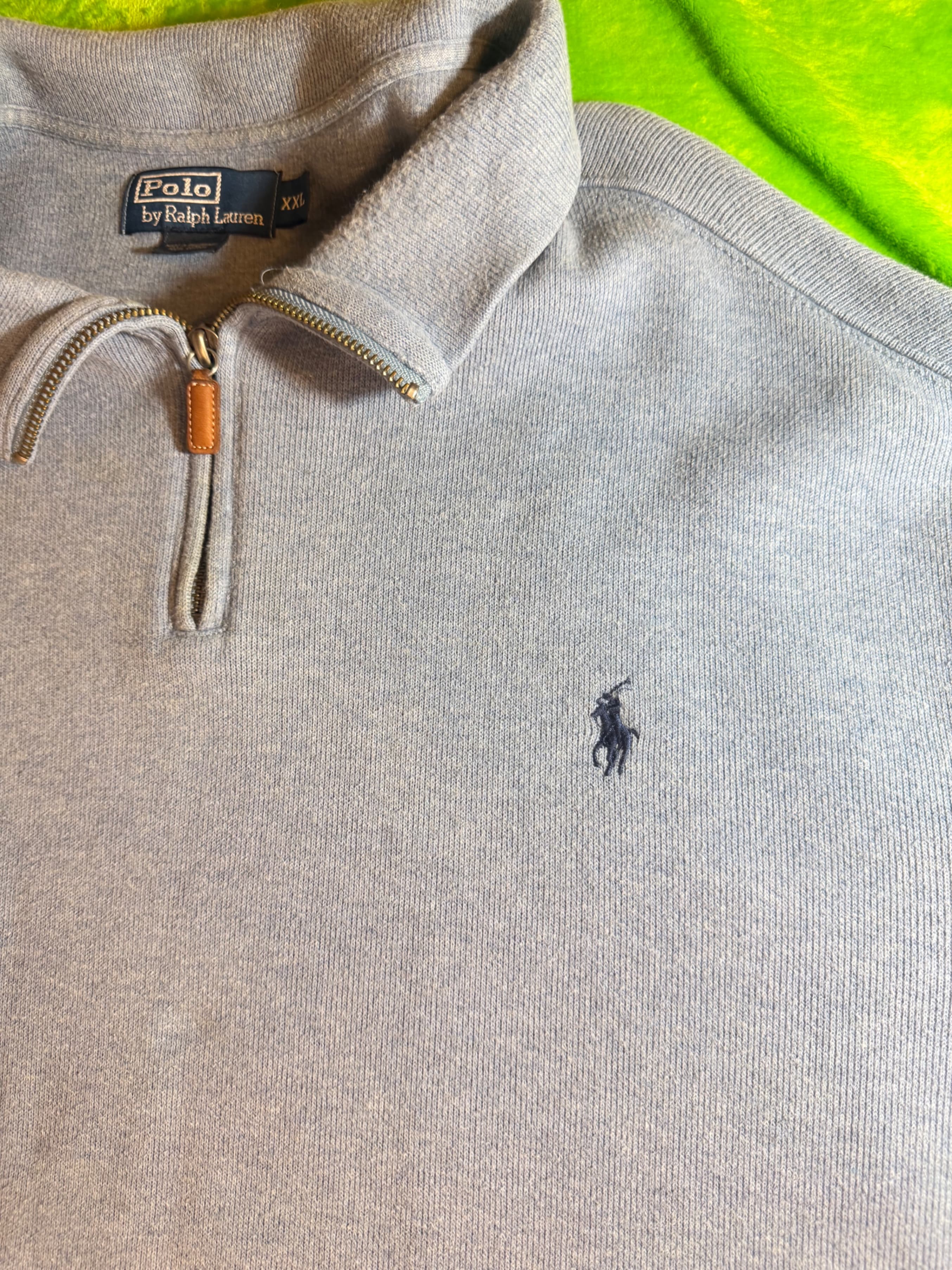 Polo Ralph Lauren Mens XXL 1/4 Zip Pullover Light Blue Estate Rib Pony Sweater - Thumbnail 5