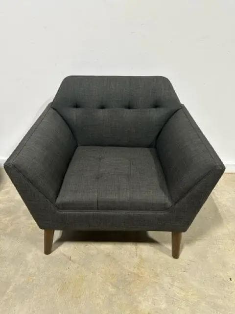 E&E Mid Century Style Grey Lounge Chair - Image 1