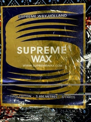 Supreme Wax Holland Geometric Abstract Red Blue 6yd Cotton African Fabric - Thumbnail 3