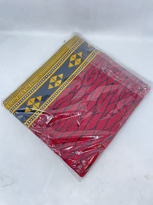 Veritable Supreme Wax Fabric - 6 Yards X 45” Navy Blue Red Yellow Wax - Image 1