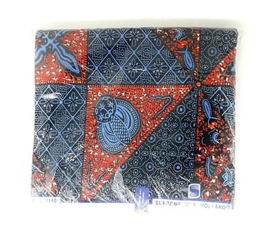Supreme Wax Holland Geometric Abstract Red Blue 6yd Cotton African Fabric - Thumbnail 2