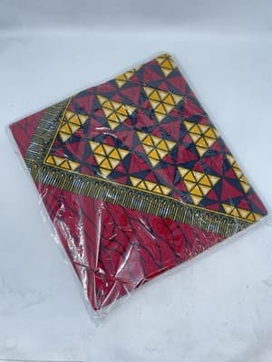 Veritable Supreme Wax Fabric - 6 Yards X 45” Navy Blue Red Yellow Wax - Thumbnail 2