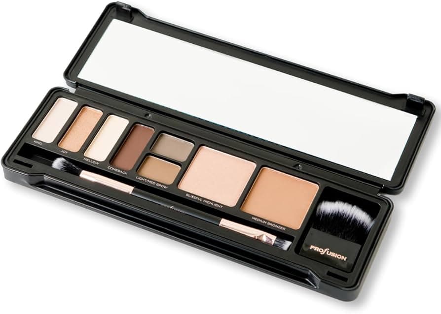 Profusion Face Pro Makeup Case Night 4 Eyeshadow 2 Brow Cream Highlighter Bronze - Image 1