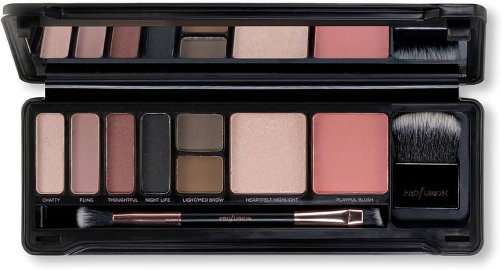 Profusion Face Pro Makeup Case Night 4 Eyeshadow 2 Brow Cream Highlighter Bronze - Thumbnail 3