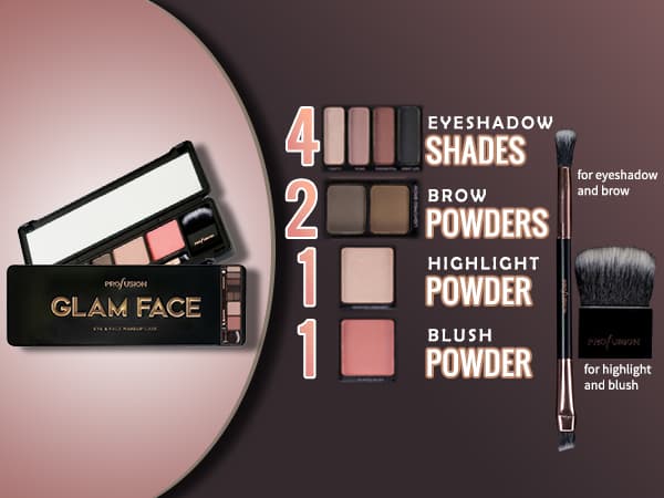 Profusion Face Pro Makeup Case Night 4 Eyeshadow 2 Brow Cream Highlighter Bronze - Thumbnail 5