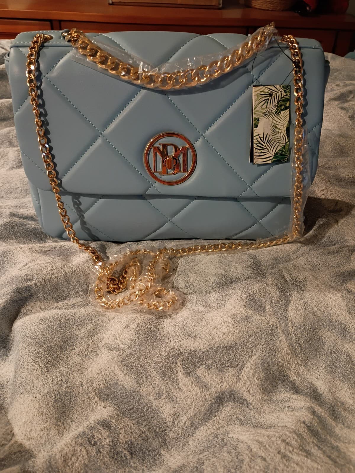 Badgley Mischka Large Baby Blue/Powder Shoulder Purse NWT Soft Great Purse!!
